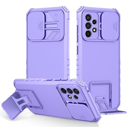 For Samsung Galaxy A52 4G / A52 5G / A52s 5G PC+TPU Kickstand Cover Slide Camera Lid Phone Case