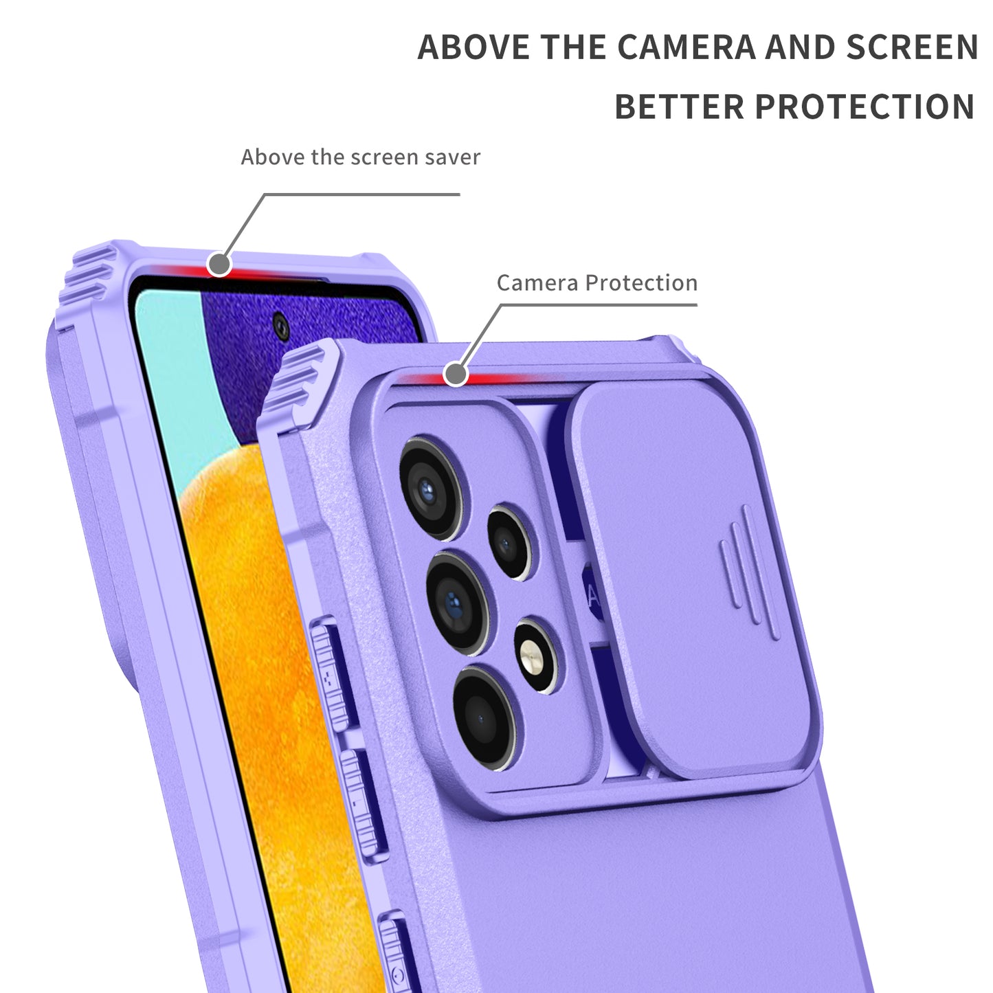 For Samsung Galaxy A52 4G / A52 5G / A52s 5G PC+TPU Kickstand Cover Slide Camera Lid Phone Case