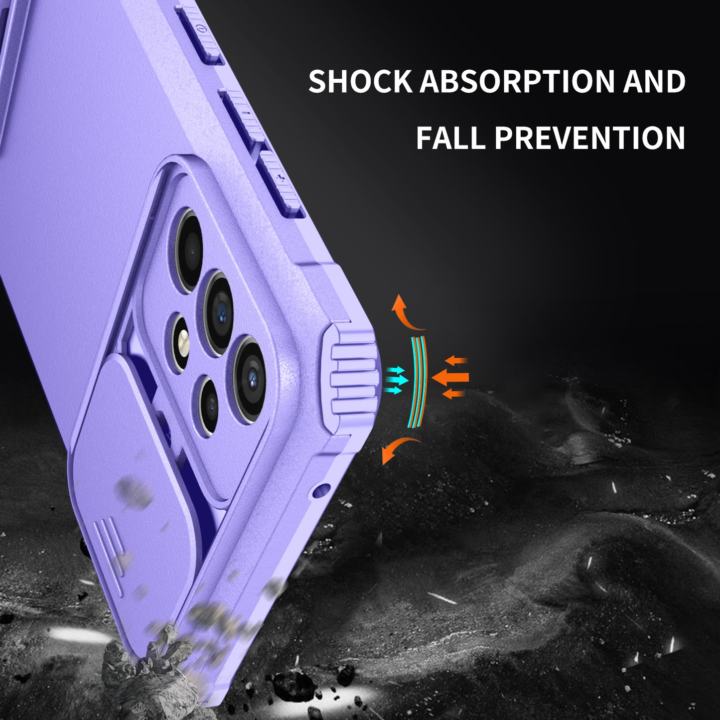 For Samsung Galaxy A52 4G / A52 5G / A52s 5G PC+TPU Kickstand Cover Slide Camera Lid Phone Case