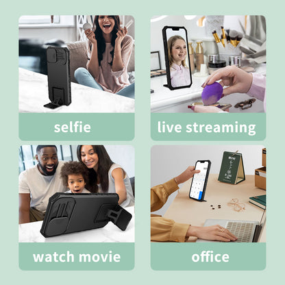 For Motorola Moto G52 4G / G82 5G Kickstand Back Cover Slide Camera Lid PC+TPU Phone Case