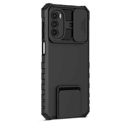 For Motorola Moto G52 4G / G82 5G Kickstand Back Cover Slide Camera Lid PC+TPU Phone Case
