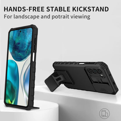 For Motorola Moto G52 4G / G82 5G Kickstand Back Cover Slide Camera Lid PC+TPU Phone Case