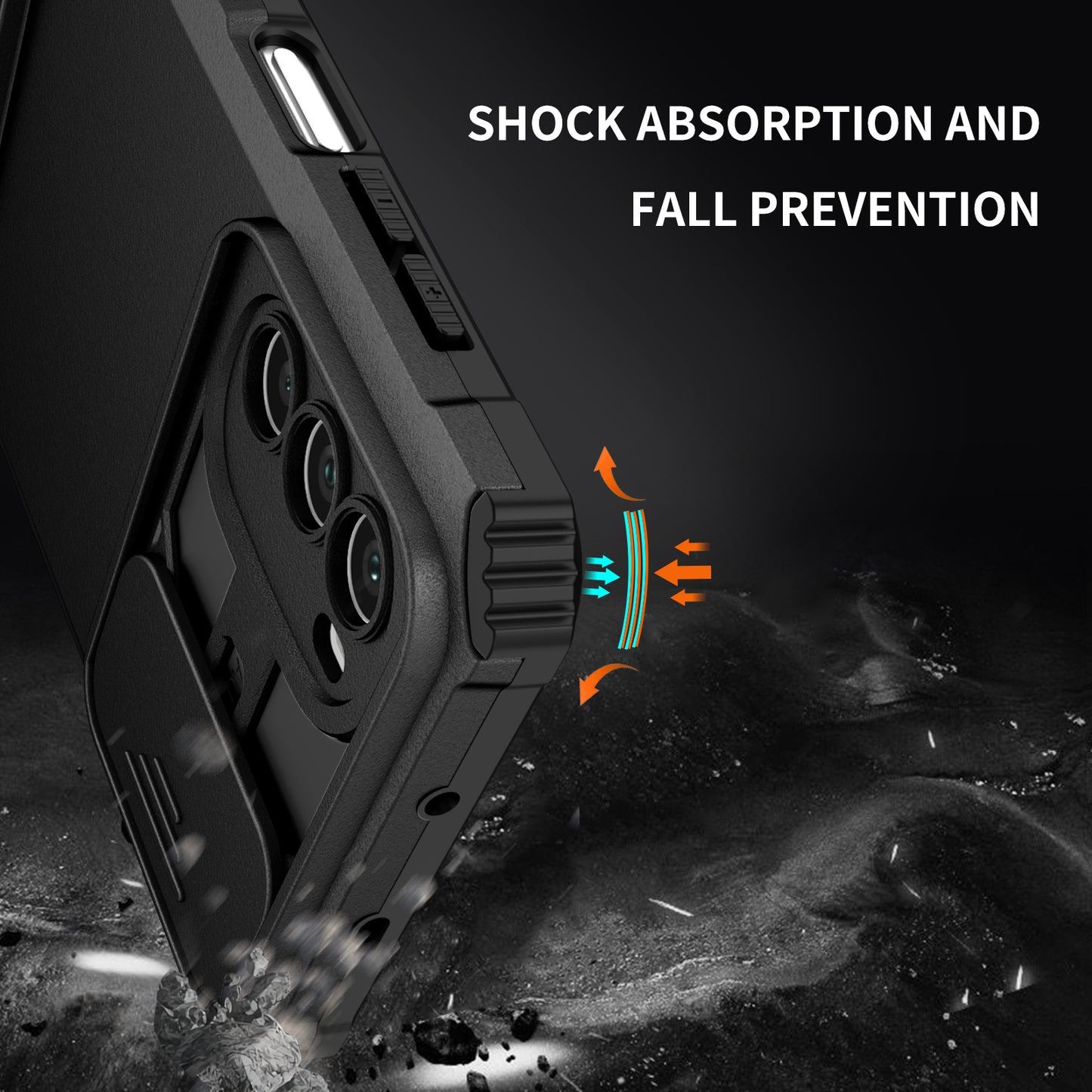 For Motorola Moto G52 4G / G82 5G Kickstand Back Cover Slide Camera Lid PC+TPU Phone Case