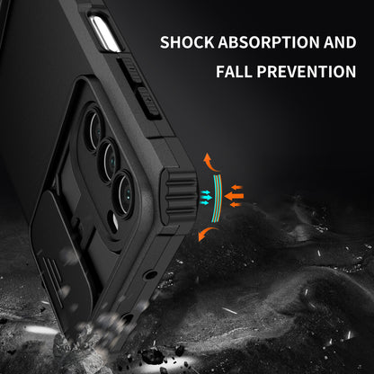 For Motorola Moto G52 4G / G82 5G Kickstand Back Cover Slide Camera Lid PC+TPU Phone Case