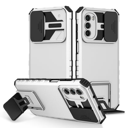 For Motorola Moto G52 4G / G82 5G Kickstand Back Cover Slide Camera Lid PC+TPU Phone Case