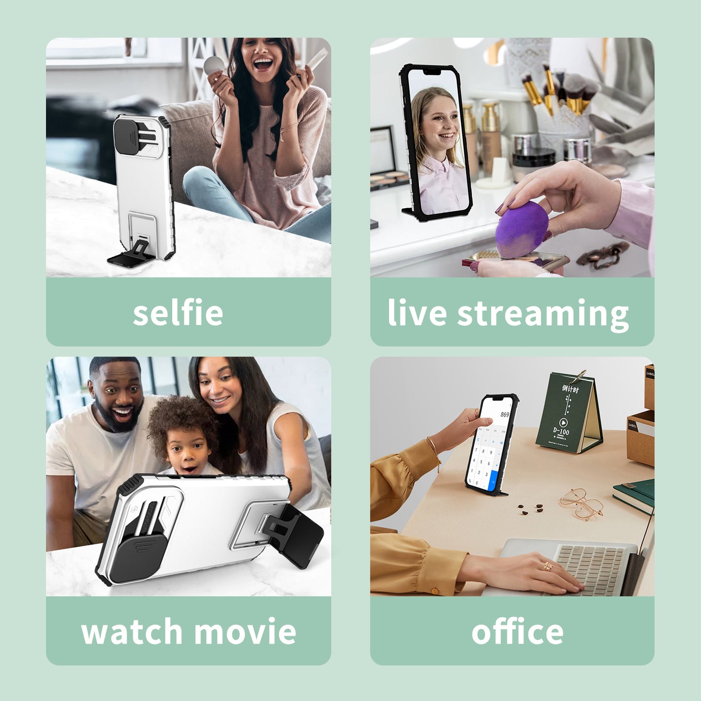 For Motorola Moto G52 4G / G82 5G Kickstand Back Cover Slide Camera Lid PC+TPU Phone Case