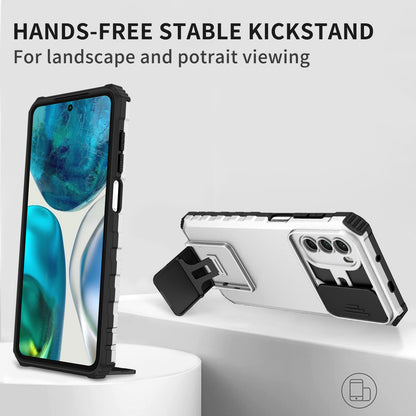 For Motorola Moto G52 4G / G82 5G Kickstand Back Cover Slide Camera Lid PC+TPU Phone Case