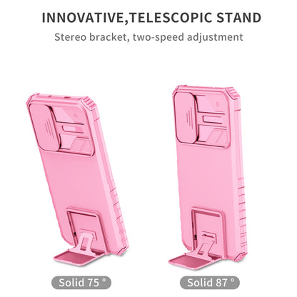 For Motorola Moto G52 4G / G82 5G Kickstand Back Cover Slide Camera Lid PC+TPU Phone Case