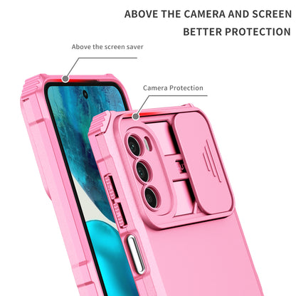 For Motorola Moto G52 4G / G82 5G Kickstand Back Cover Slide Camera Lid PC+TPU Phone Case