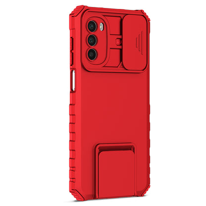 For Motorola Moto G52 4G / G82 5G Kickstand Back Cover Slide Camera Lid PC+TPU Phone Case