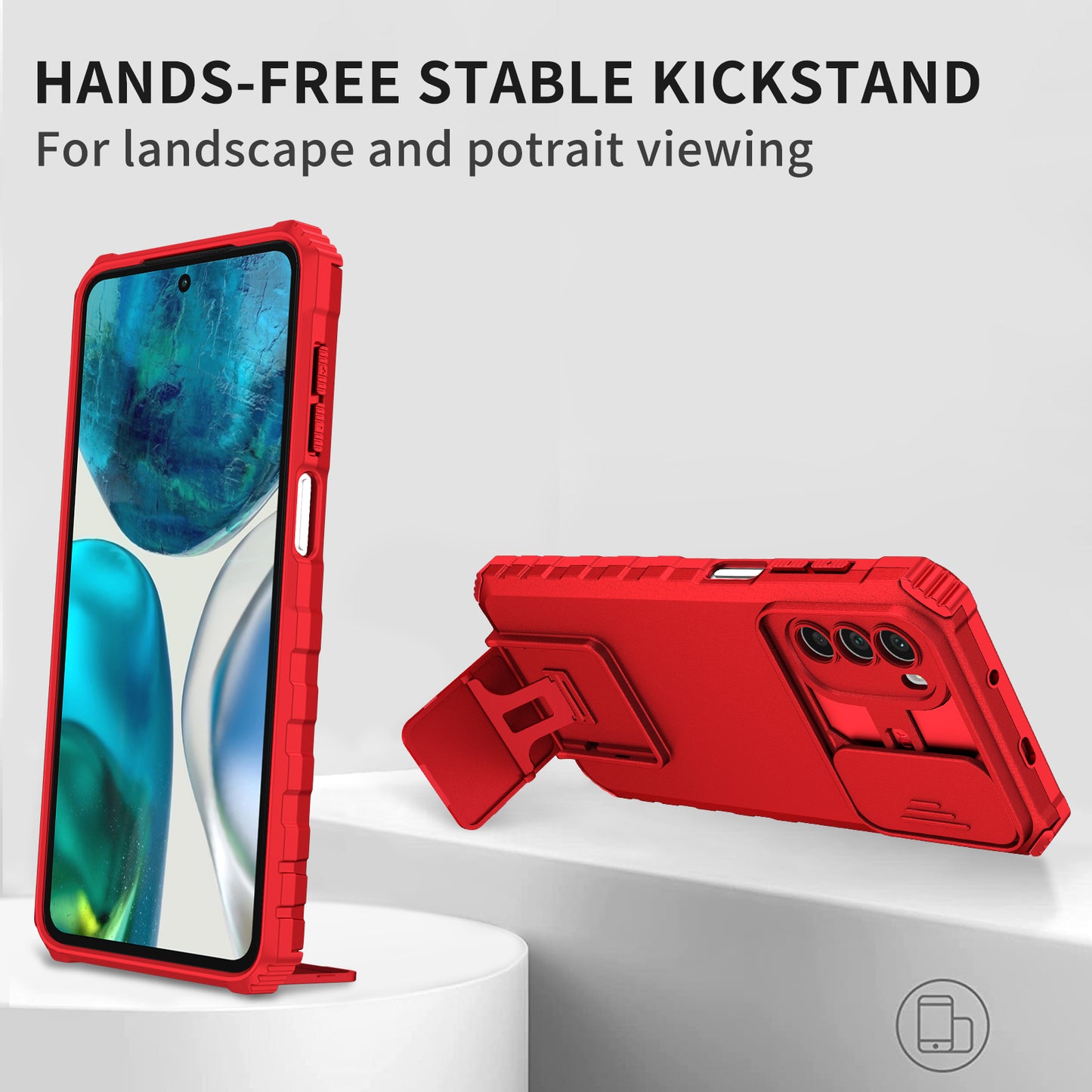 For Motorola Moto G52 4G / G82 5G Kickstand Back Cover Slide Camera Lid PC+TPU Phone Case