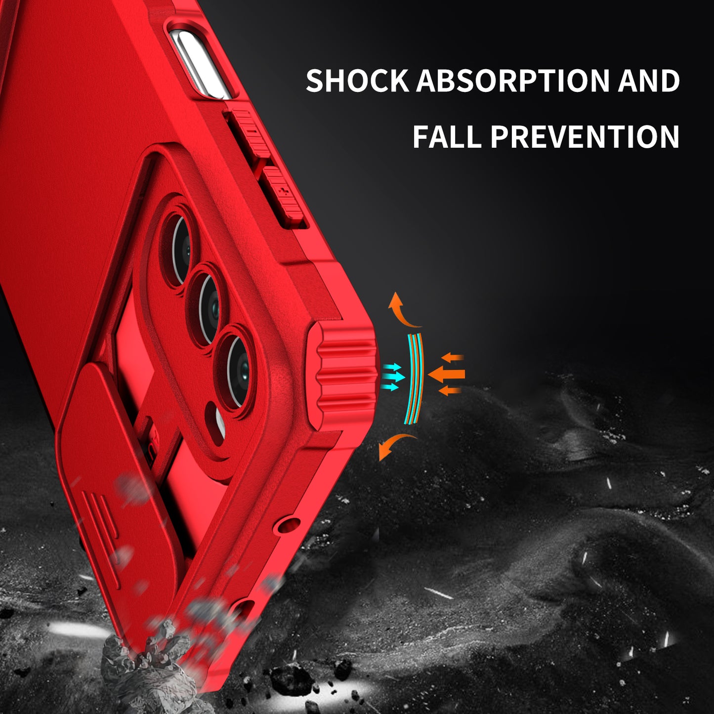 For Motorola Moto G52 4G / G82 5G Kickstand Back Cover Slide Camera Lid PC+TPU Phone Case