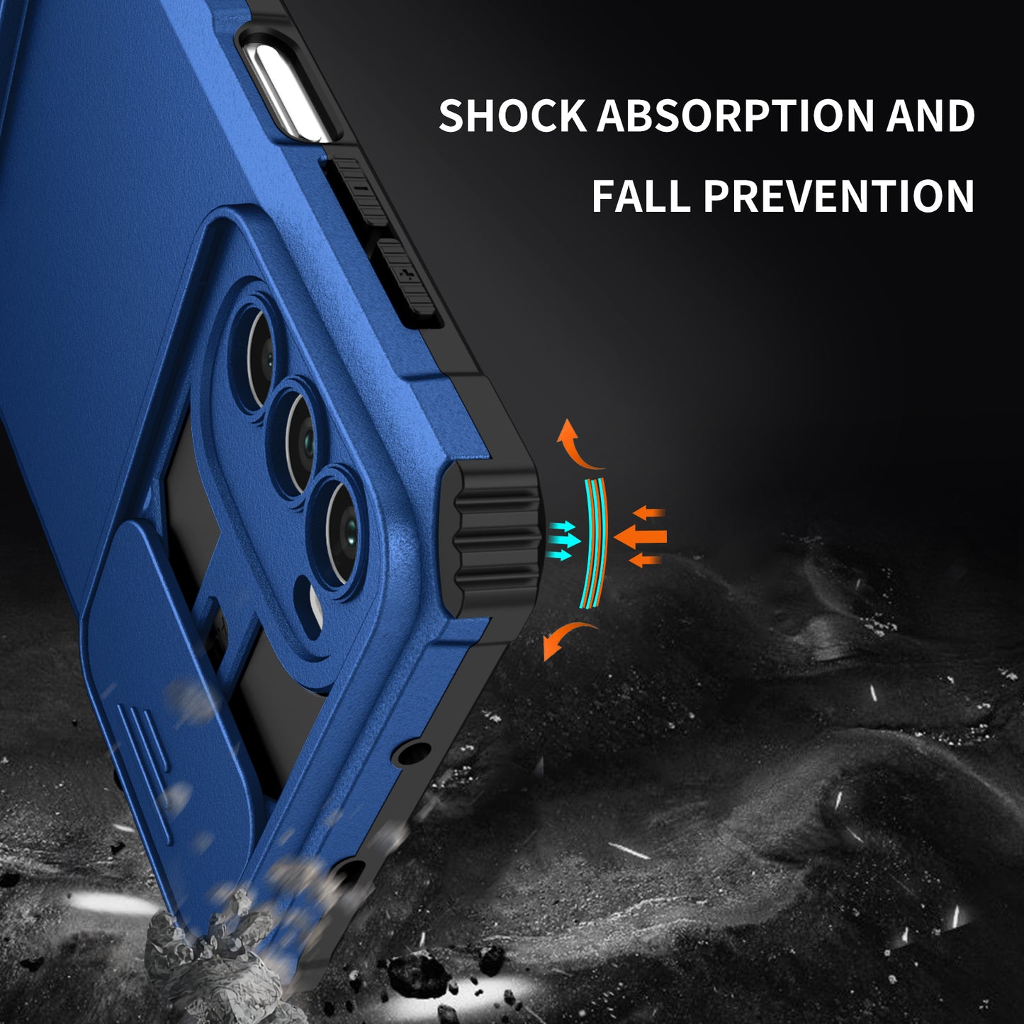 For Motorola Moto G52 4G / G82 5G Kickstand Back Cover Slide Camera Lid PC+TPU Phone Case