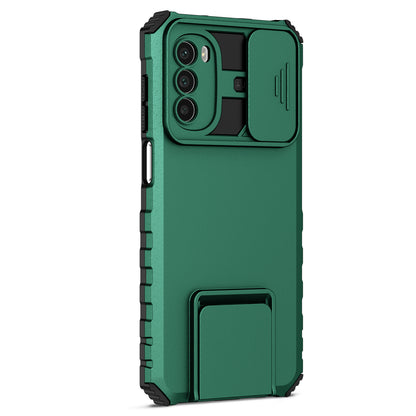 For Motorola Moto G52 4G / G82 5G Kickstand Back Cover Slide Camera Lid PC+TPU Phone Case