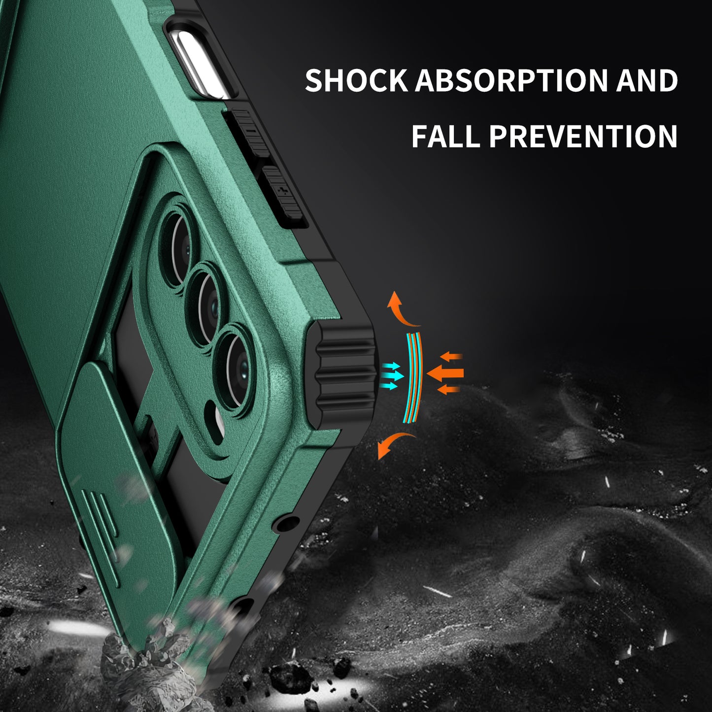 For Motorola Moto G52 4G / G82 5G Kickstand Back Cover Slide Camera Lid PC+TPU Phone Case