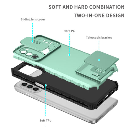 For Motorola Moto G52 4G / G82 5G Kickstand Back Cover Slide Camera Lid PC+TPU Phone Case