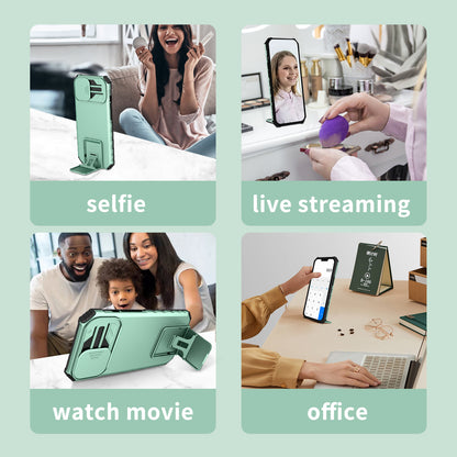 For Motorola Moto G52 4G / G82 5G Kickstand Back Cover Slide Camera Lid PC+TPU Phone Case