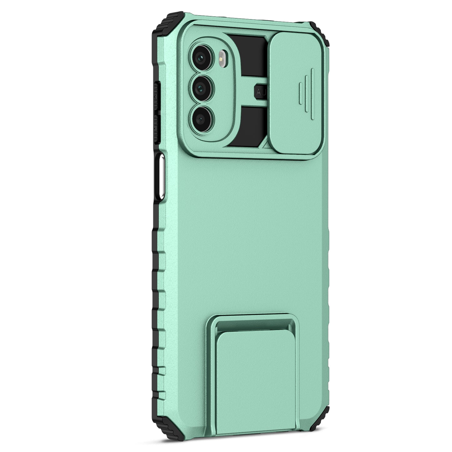 For Motorola Moto G52 4G / G82 5G Kickstand Back Cover Slide Camera Lid PC+TPU Phone Case