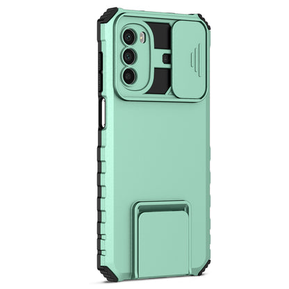 For Motorola Moto G52 4G / G82 5G Kickstand Back Cover Slide Camera Lid PC+TPU Phone Case