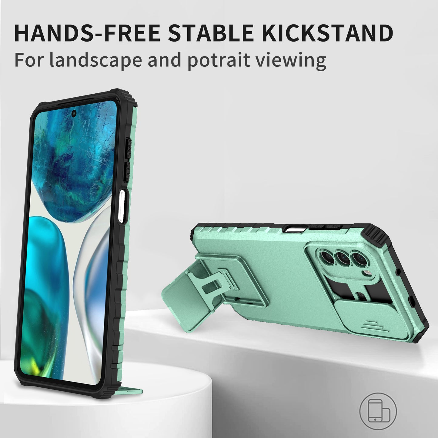 For Motorola Moto G52 4G / G82 5G Kickstand Back Cover Slide Camera Lid PC+TPU Phone Case