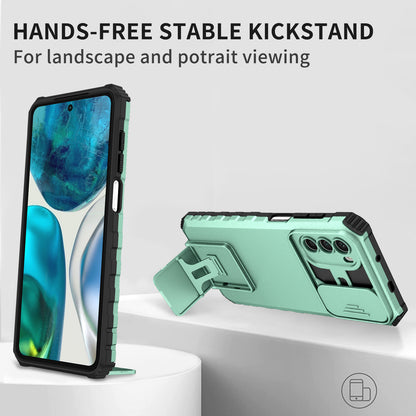 For Motorola Moto G52 4G / G82 5G Kickstand Back Cover Slide Camera Lid PC+TPU Phone Case