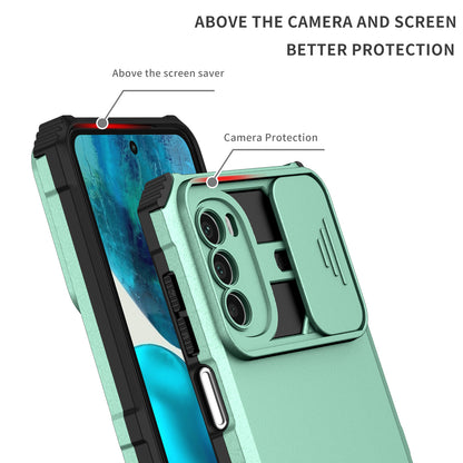 For Motorola Moto G52 4G / G82 5G Kickstand Back Cover Slide Camera Lid PC+TPU Phone Case