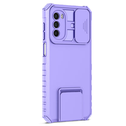 For Motorola Moto G52 4G / G82 5G Kickstand Back Cover Slide Camera Lid PC+TPU Phone Case