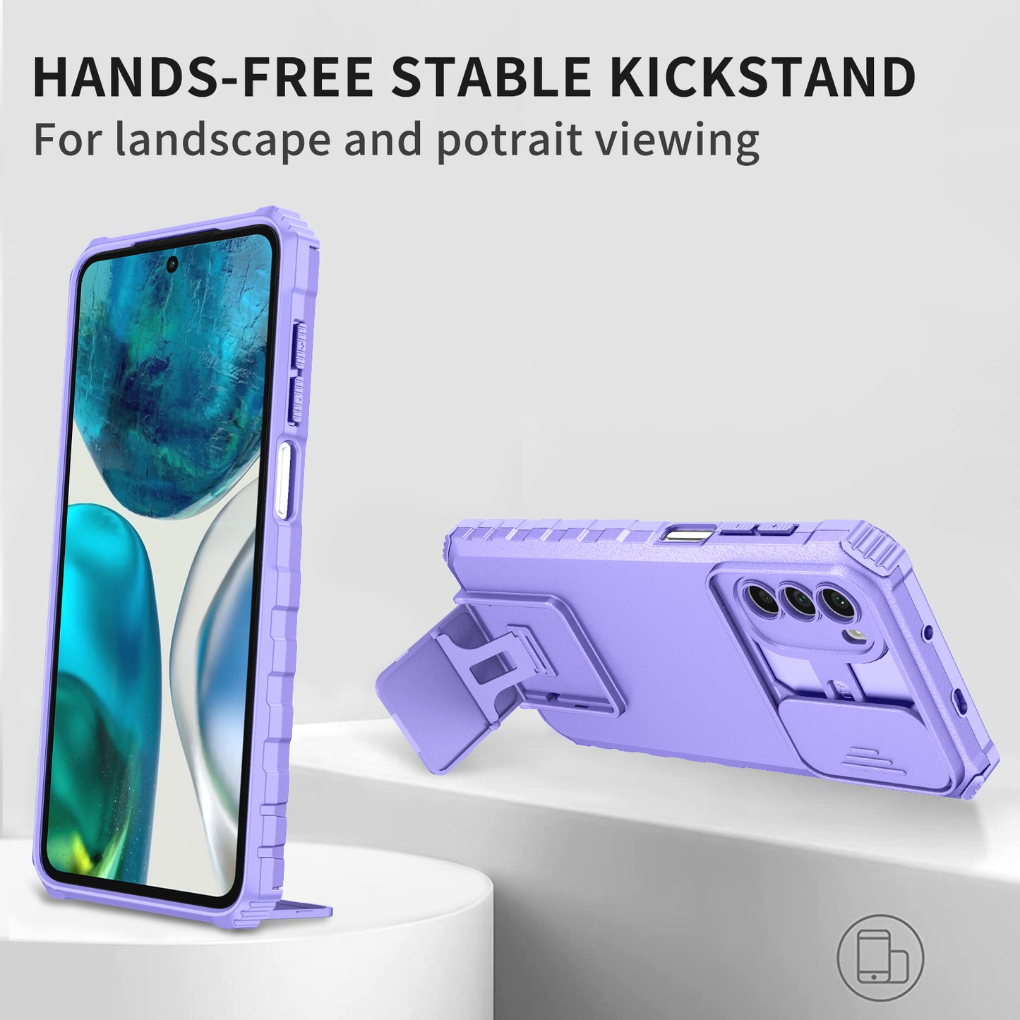 For Motorola Moto G52 4G / G82 5G Kickstand Back Cover Slide Camera Lid PC+TPU Phone Case