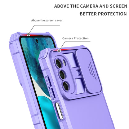 For Motorola Moto G52 4G / G82 5G Kickstand Back Cover Slide Camera Lid PC+TPU Phone Case