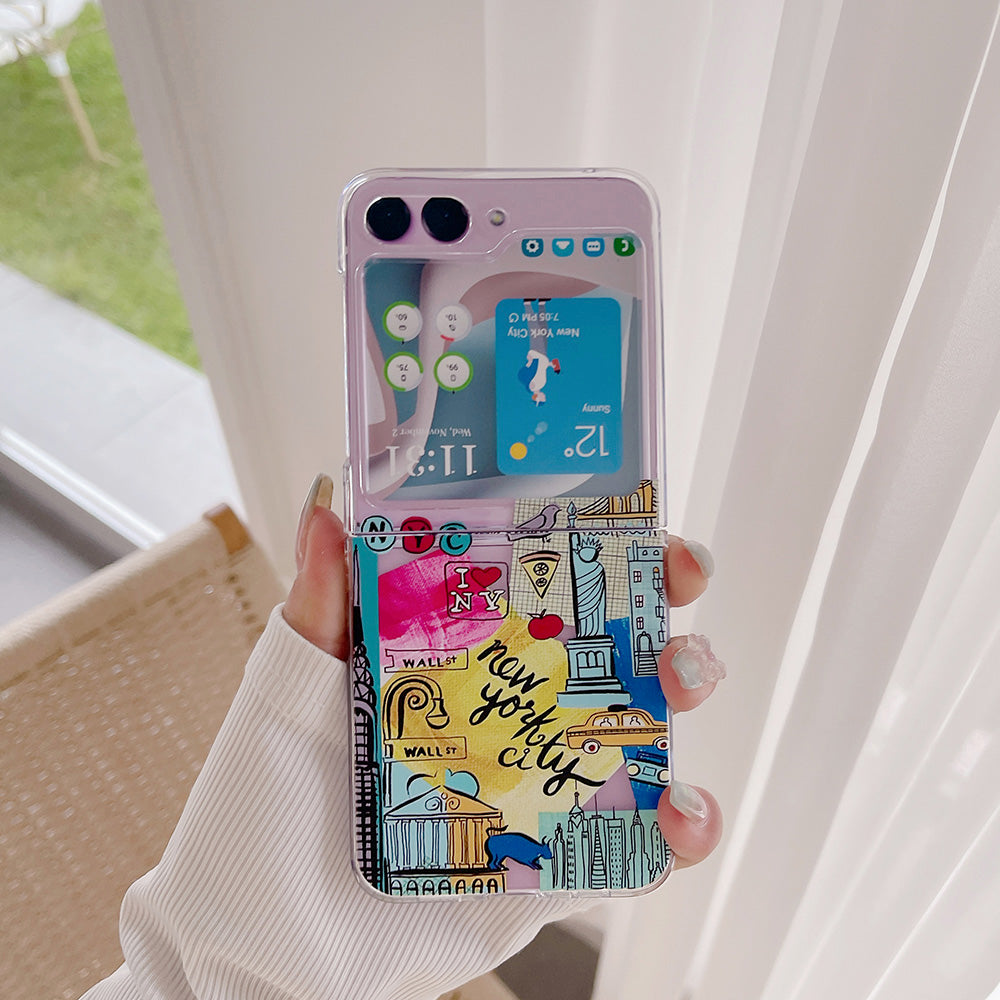 Hard PC Phone Case for Samsung Galaxy Z Flip5 5G Pattern Printing Protective Phone Cover