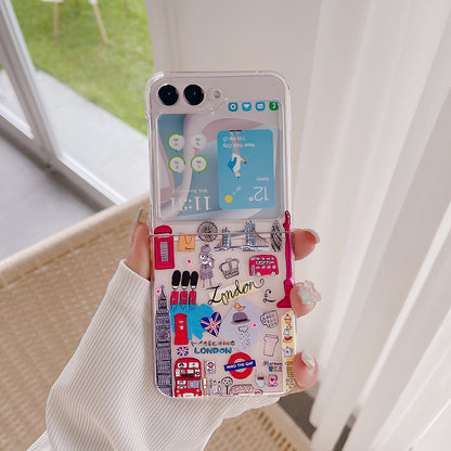 Hard PC Phone Case for Samsung Galaxy Z Flip5 5G Pattern Printing Protective Phone Cover