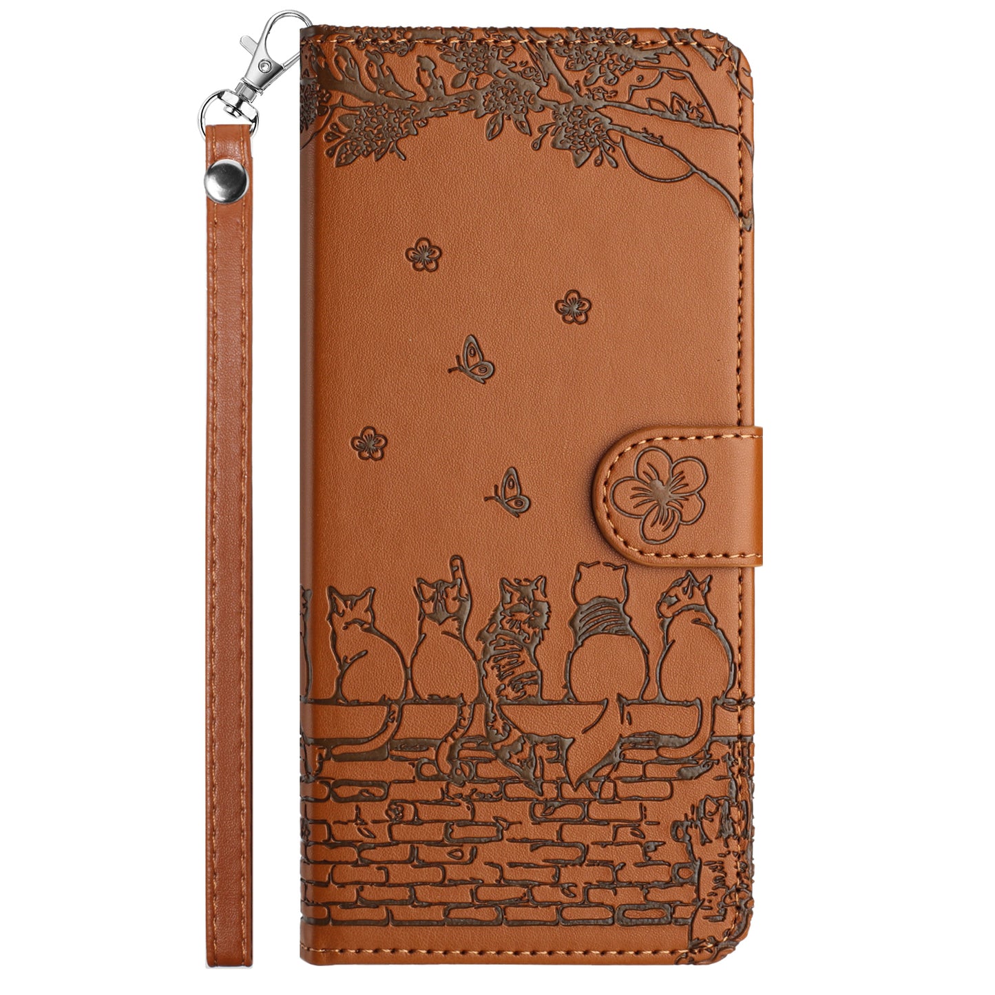 For Samsung Galaxy A13 4G / A04s 4G / A04 4G / M13 5G Shockproof Phone Cover Imprinted Stand Wallet Leather Phone Case with Strap