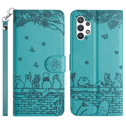 For Samsung Galaxy A13 4G / A04s 4G / A04 4G / M13 5G Shockproof Phone Cover Imprinted Stand Wallet Leather Phone Case with Strap