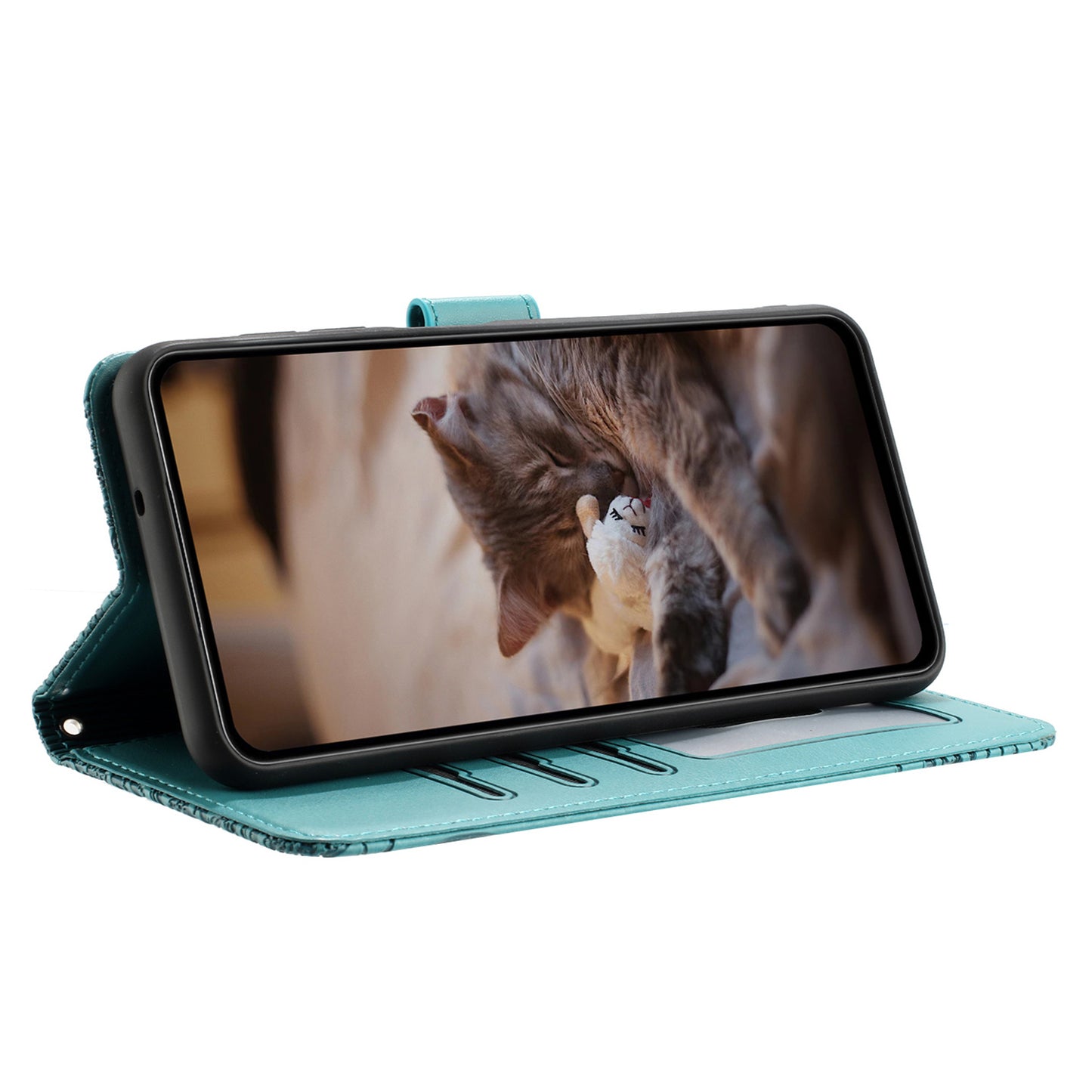 For Samsung Galaxy A13 4G / A04s 4G / A04 4G / M13 5G Shockproof Phone Cover Imprinted Stand Wallet Leather Phone Case with Strap