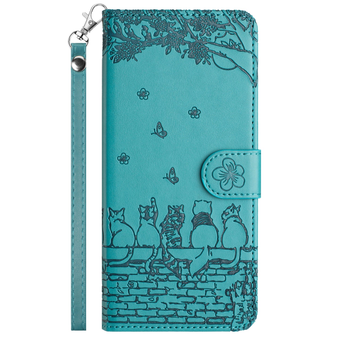 For Samsung Galaxy A13 4G / A04s 4G / A04 4G / M13 5G Shockproof Phone Cover Imprinted Stand Wallet Leather Phone Case with Strap