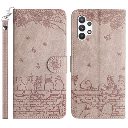 For Samsung Galaxy A13 4G / A04s 4G / A04 4G / M13 5G Shockproof Phone Cover Imprinted Stand Wallet Leather Phone Case with Strap