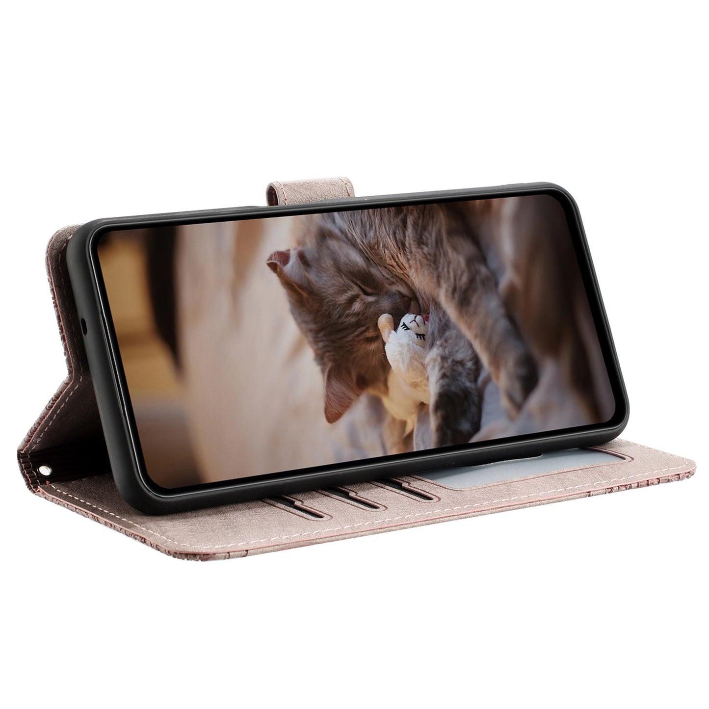For Samsung Galaxy A13 4G / A04s 4G / A04 4G / M13 5G Shockproof Phone Cover Imprinted Stand Wallet Leather Phone Case with Strap