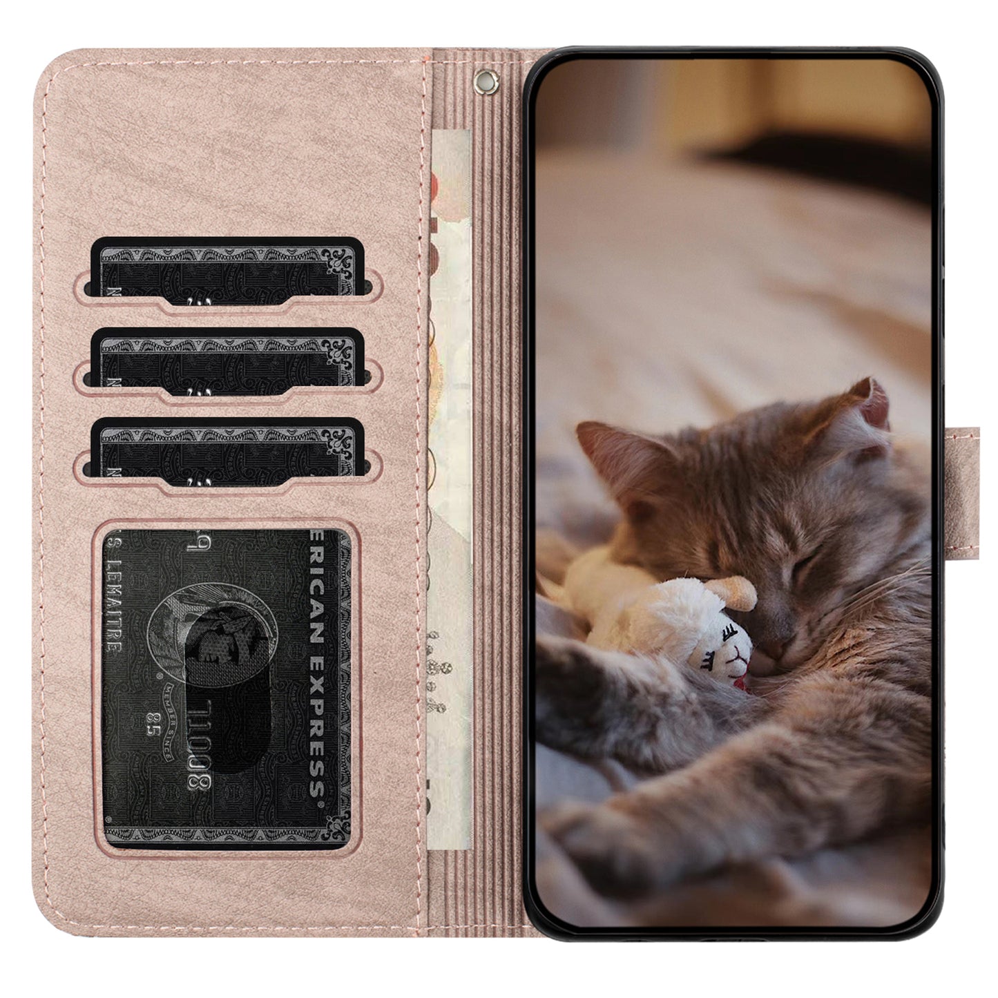 For Samsung Galaxy A13 4G / A04s 4G / A04 4G / M13 5G Shockproof Phone Cover Imprinted Stand Wallet Leather Phone Case with Strap