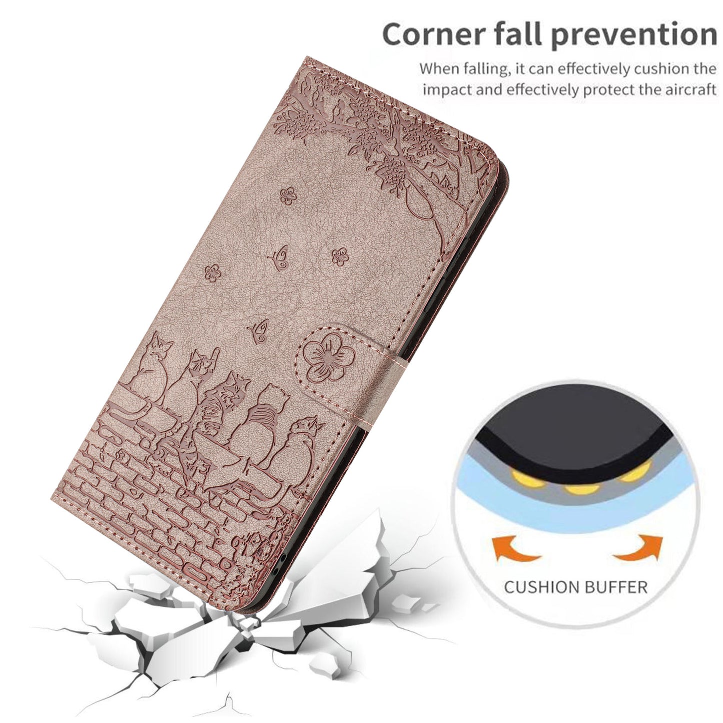 For Samsung Galaxy A13 4G / A04s 4G / A04 4G / M13 5G Shockproof Phone Cover Imprinted Stand Wallet Leather Phone Case with Strap