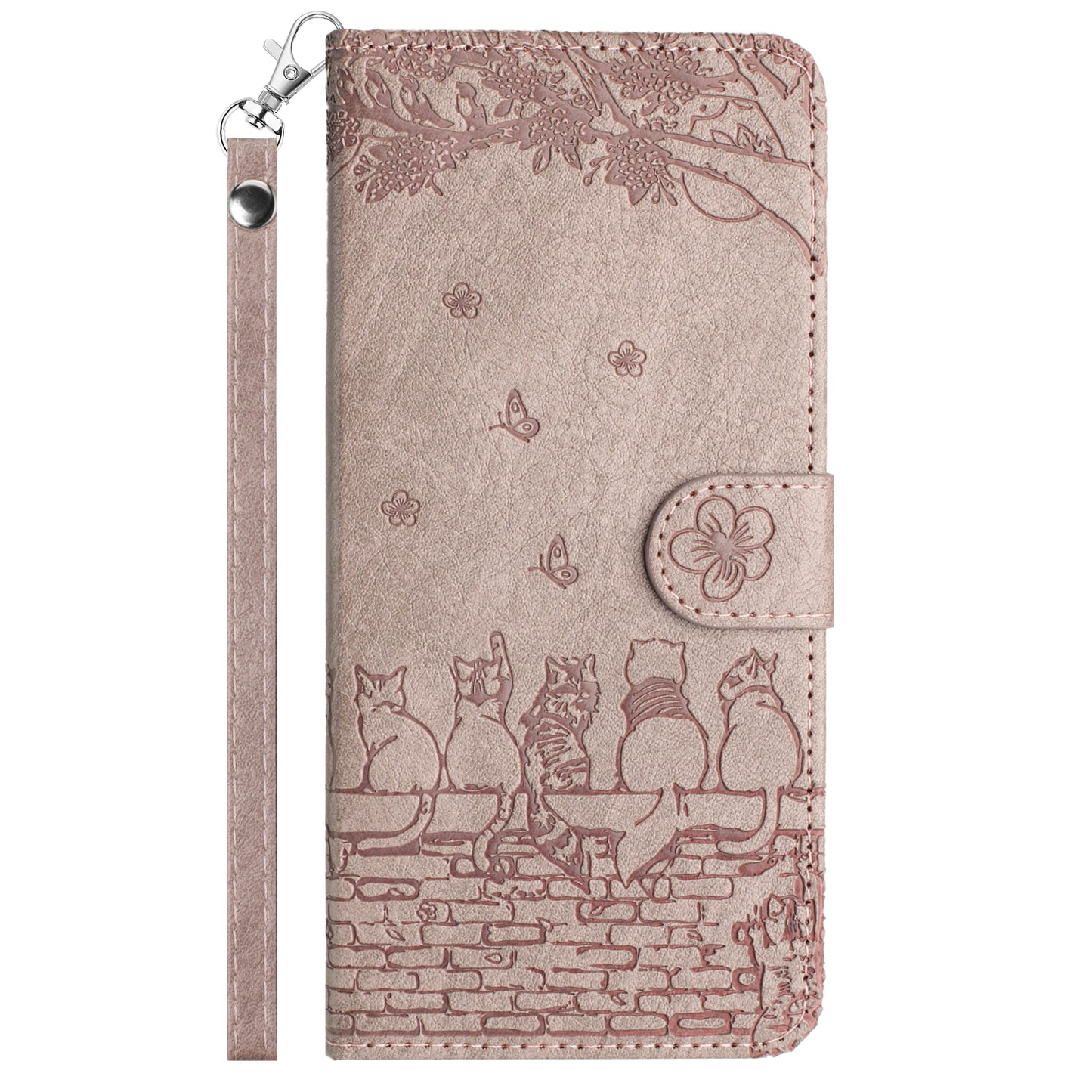 For Samsung Galaxy A13 4G / A04s 4G / A04 4G / M13 5G Shockproof Phone Cover Imprinted Stand Wallet Leather Phone Case with Strap