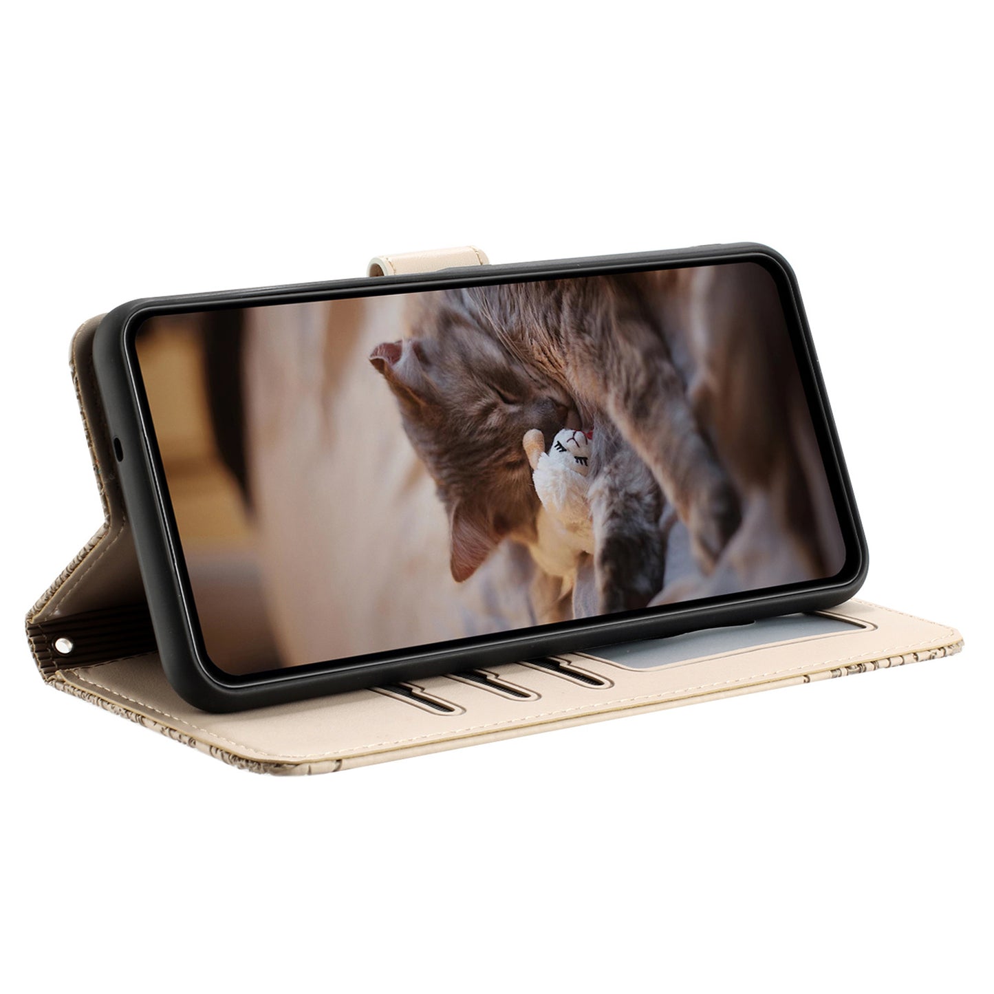 For Samsung Galaxy A13 4G / A04s 4G / A04 4G / M13 5G Shockproof Phone Cover Imprinted Stand Wallet Leather Phone Case with Strap