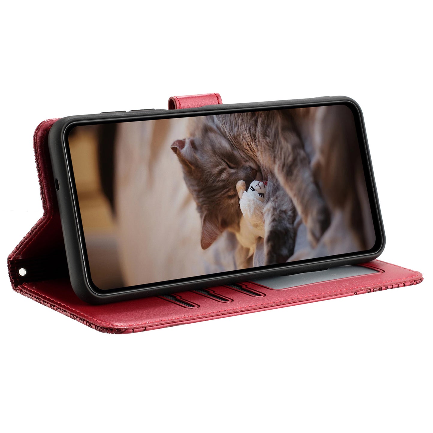 For Samsung Galaxy A13 4G / A04s 4G / A04 4G / M13 5G Shockproof Phone Cover Imprinted Stand Wallet Leather Phone Case with Strap