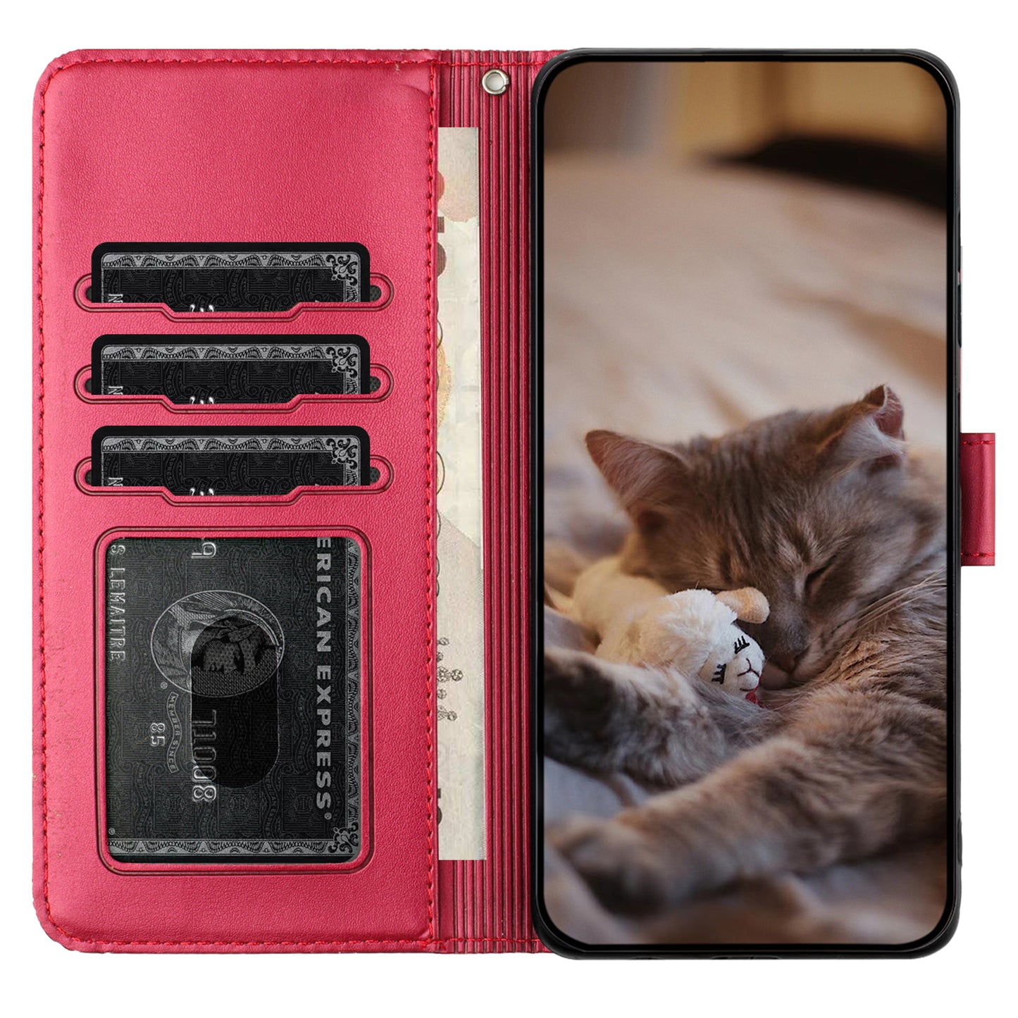 For Samsung Galaxy A13 4G / A04s 4G / A04 4G / M13 5G Shockproof Phone Cover Imprinted Stand Wallet Leather Phone Case with Strap