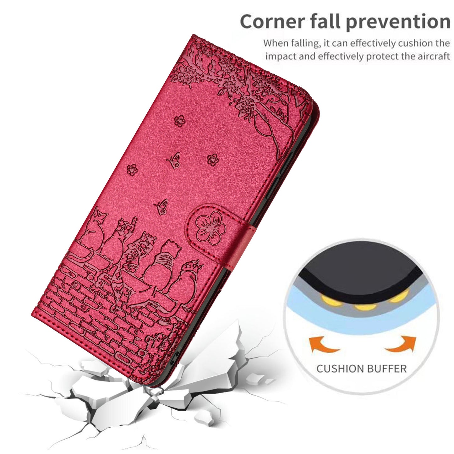 For Samsung Galaxy A13 4G / A04s 4G / A04 4G / M13 5G Shockproof Phone Cover Imprinted Stand Wallet Leather Phone Case with Strap