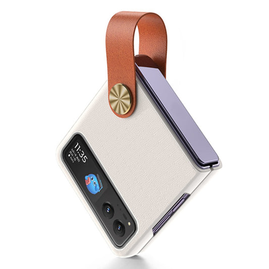 GKK For Motorola Razr 40 5G Strap Kickstand Phone Case PU Leather Coated Hard PC Protective Cover