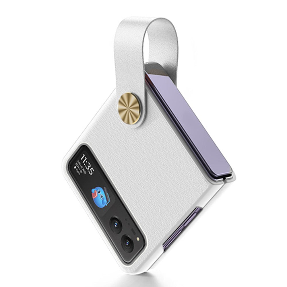 GKK For Motorola Razr 40 5G Strap Kickstand Phone Case PU Leather Coated Hard PC Protective Cover