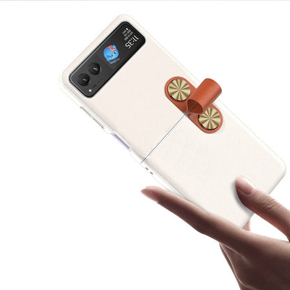 GKK For Motorola Razr 40 5G Strap Kickstand Phone Case PU Leather Coated Hard PC Protective Cover