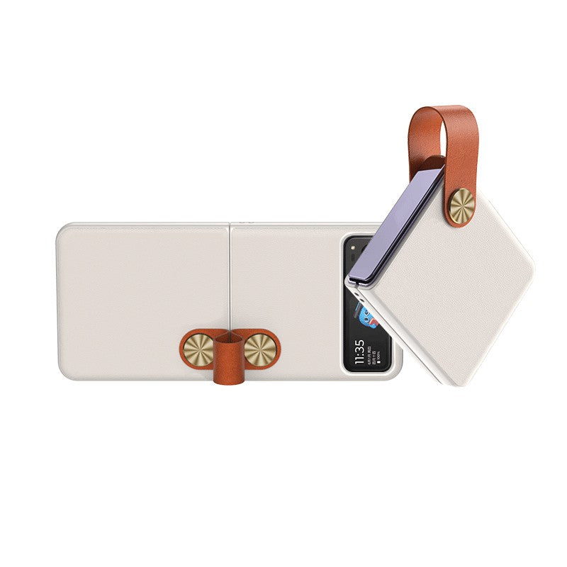 GKK For Motorola Razr 40 5G Strap Kickstand Phone Case PU Leather Coated Hard PC Protective Cover