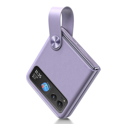 GKK For Motorola Razr 40 5G Strap Kickstand Phone Case PU Leather Coated Hard PC Protective Cover