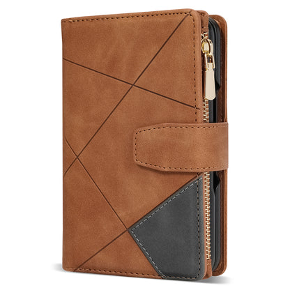 For Google Pixel Fold Leather Flip Phone Case Zipper Pocket Stand Lines Imprinted Wallet Cover